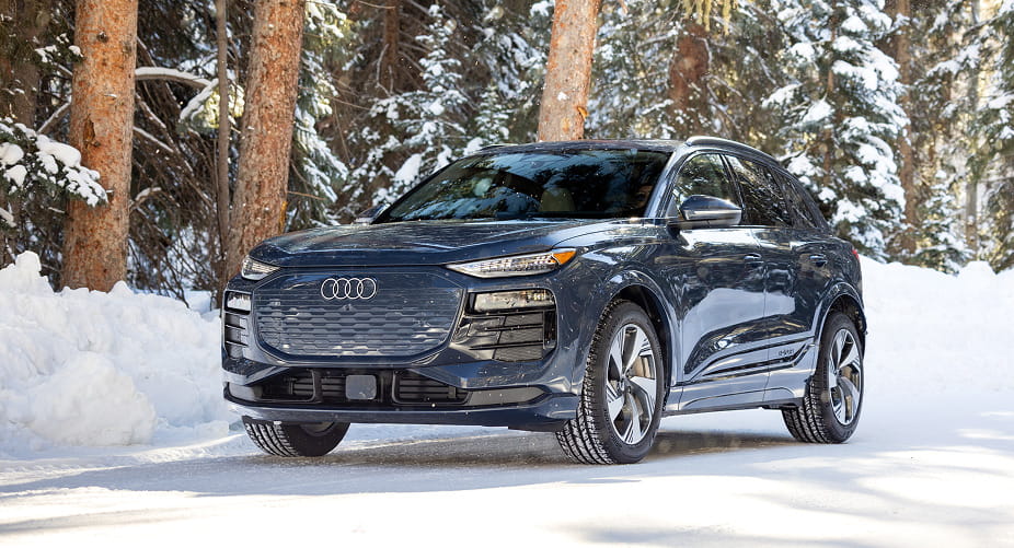 audi car in forest in winter