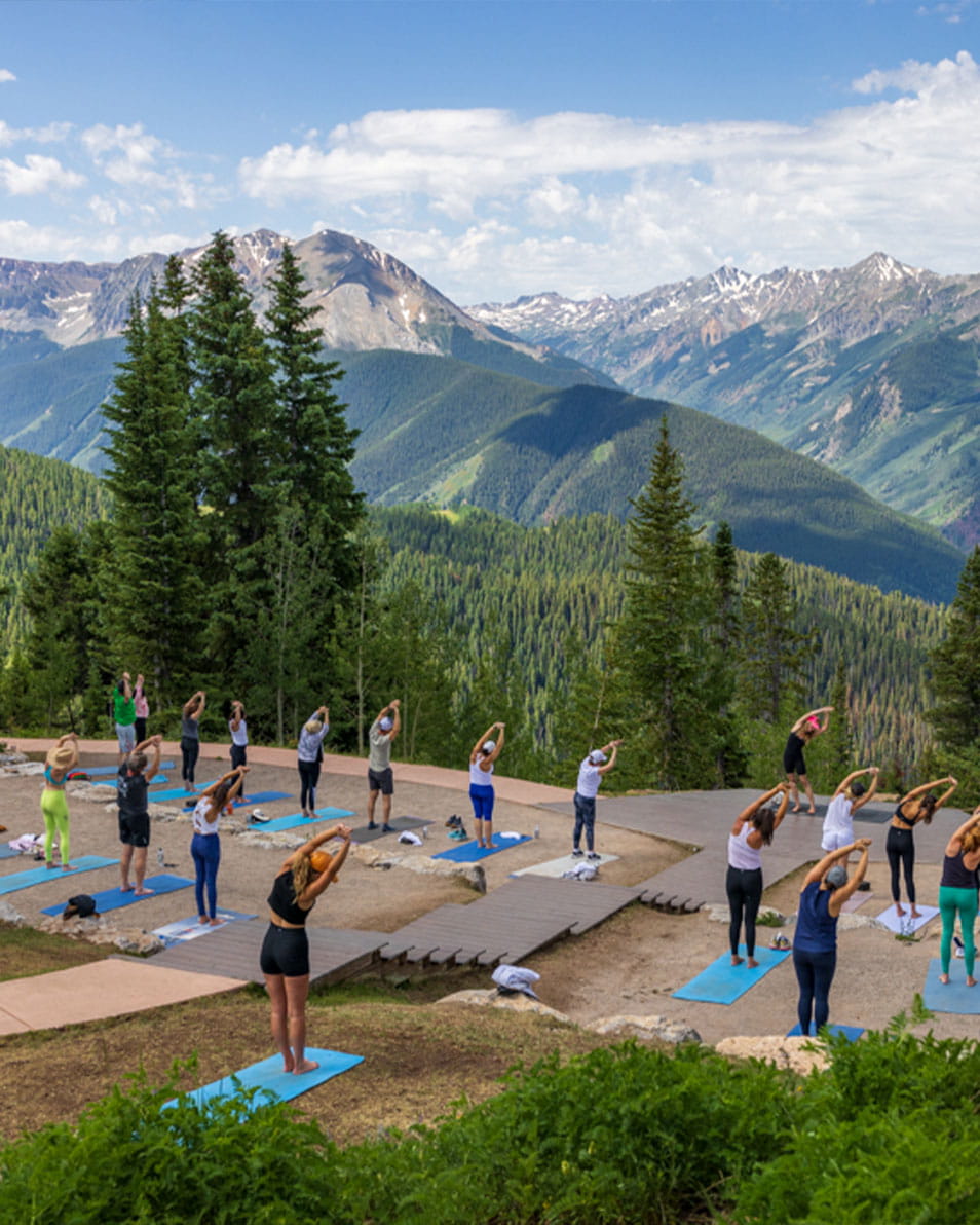 Group yoga on Aspen Mountain
