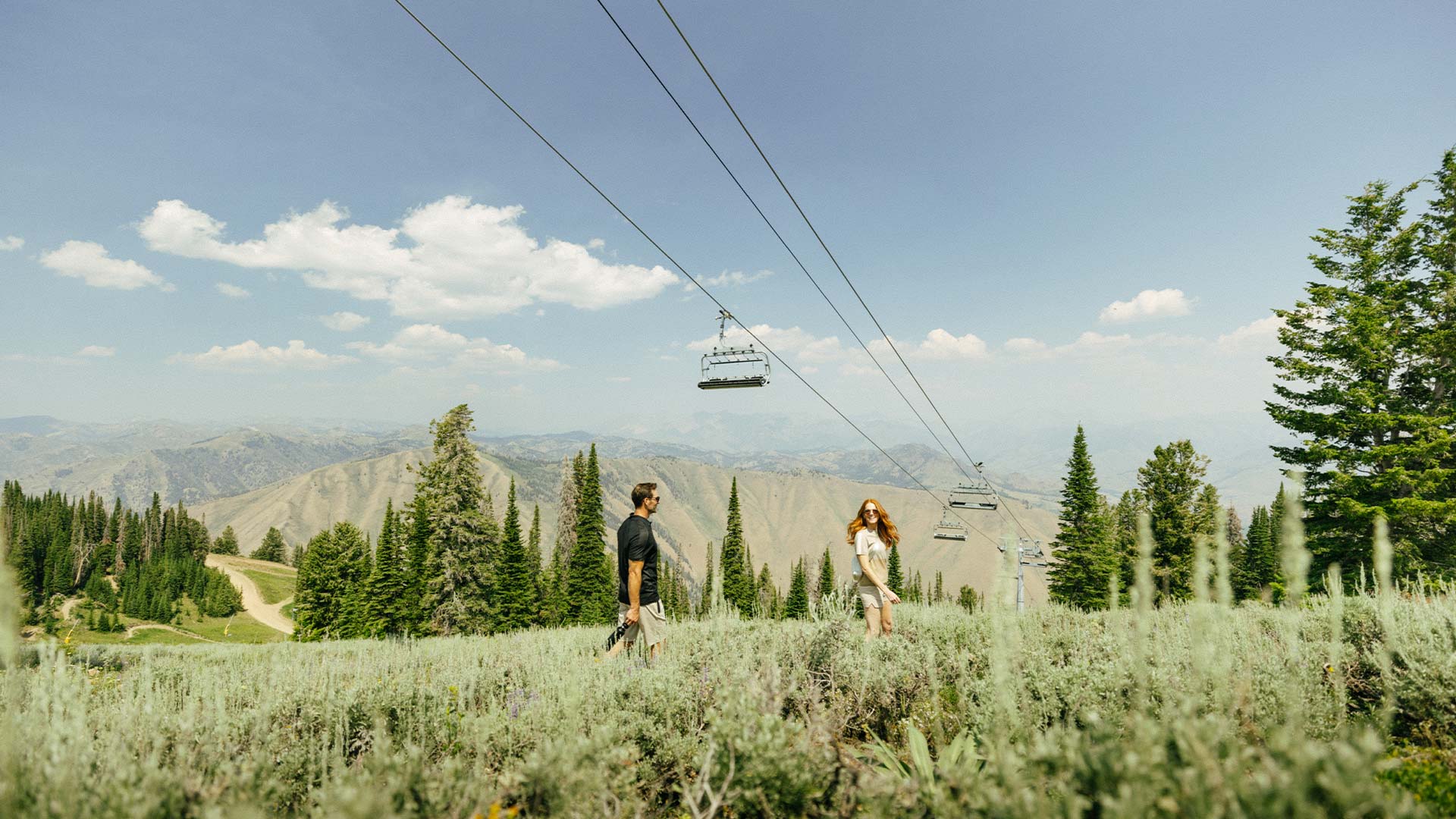 Couple hiking in scenic Ketchum, Idaho